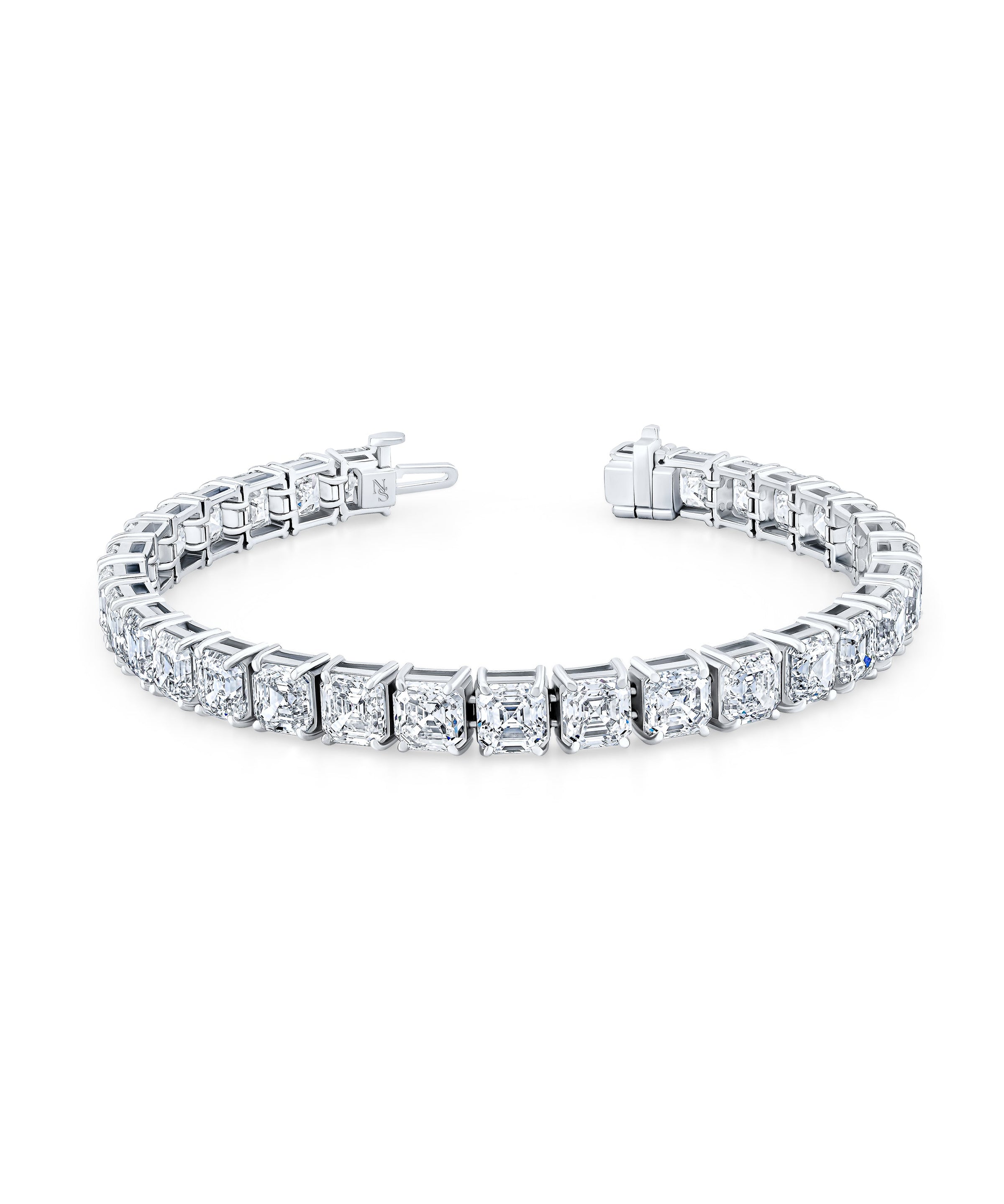 Asscher Diamond Straight Line Bracelet