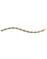 Round Brilliant & Baguette Cut Diamond Fancy Link Bracelet in 14K Yellow Gold