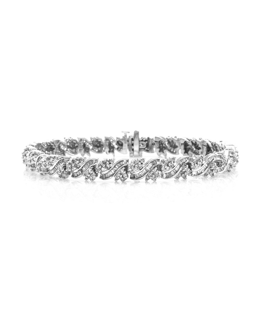 Mixed Cut Diamond Cluster Bracelet in 14K White Gold
