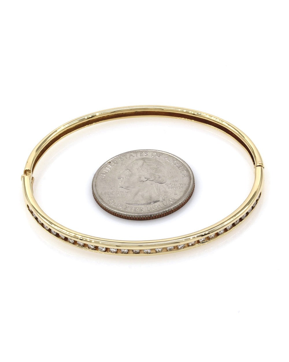 Single Row Diamond Hinged Bangle Bracelet