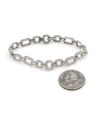 Pave Diamond Geometric Link Bracelet in Gold