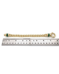 Link Bracelet with Green Onyx in Gold