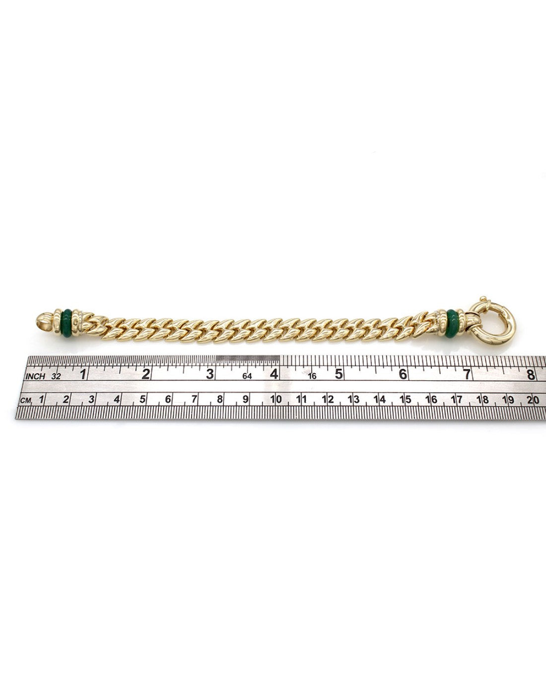 Link Bracelet with Green Onyx in Gold