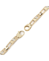 Bar Link Bracelet with Sliding Diamond Stations in 14k White and Yellow Gold