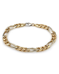 Two Tone Figaro Link Chain Bracelet