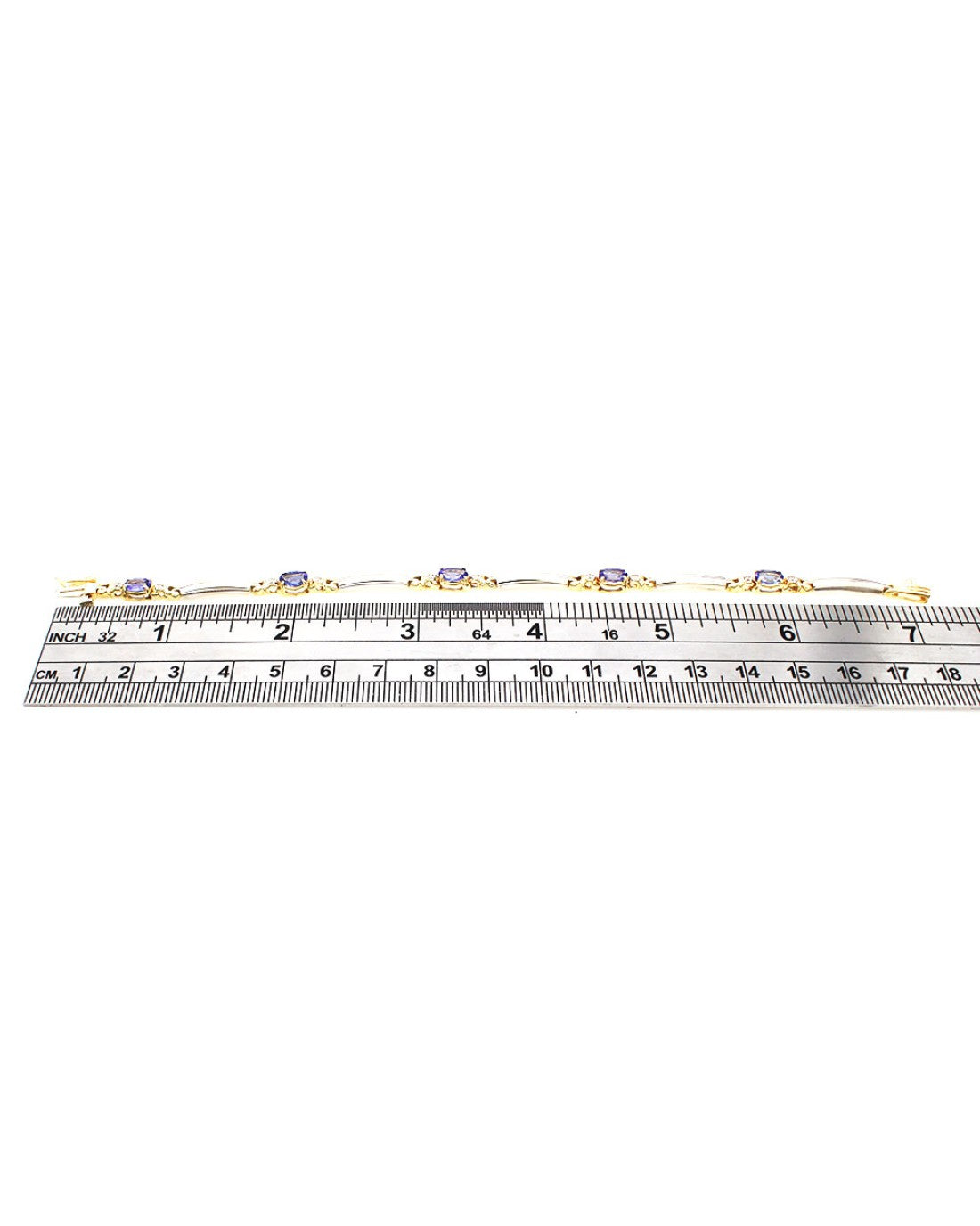Tanzanite and Diamond Inline Bracelet in Gold