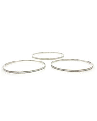 Diamond Cut Bangle Bracelets in White Gold