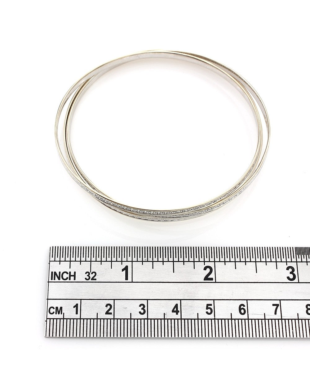 Diamond Cut Bangle Bracelets in White Gold