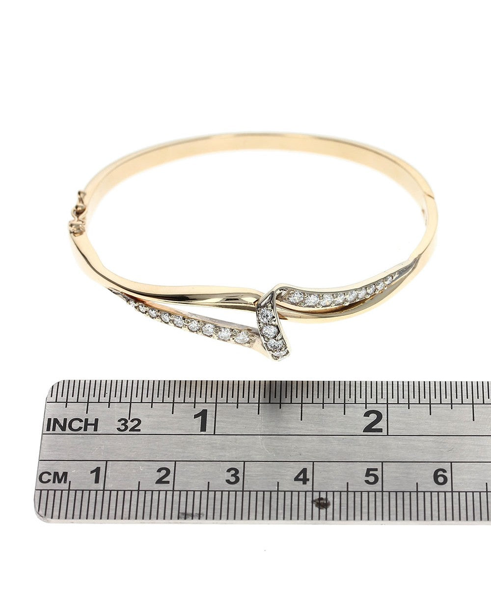 Diamond Crossover Ribbon Bangle Bracelet
