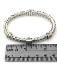 Basket Weave Bangle Bracelet with Diamond Pave Stations