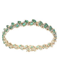 7.80ctw Emerald and 1.15ctw Diamond Bracelet in 14K Yellow Gold