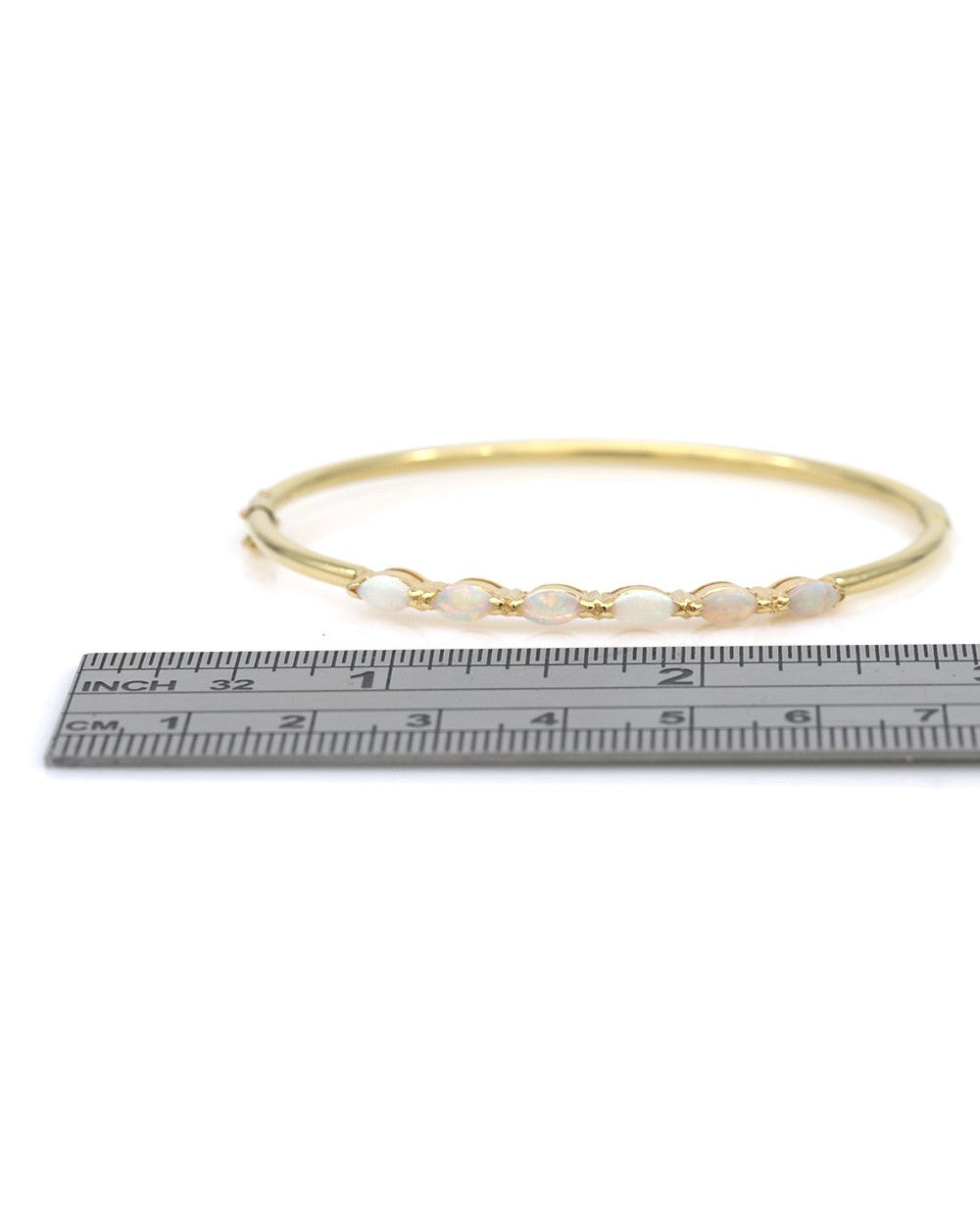 Marquise Opal Hinged Bangle Bracelet