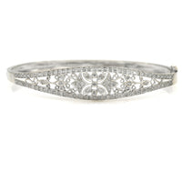 Vintage Diamond Tapered Hinged Bangle Bracelet