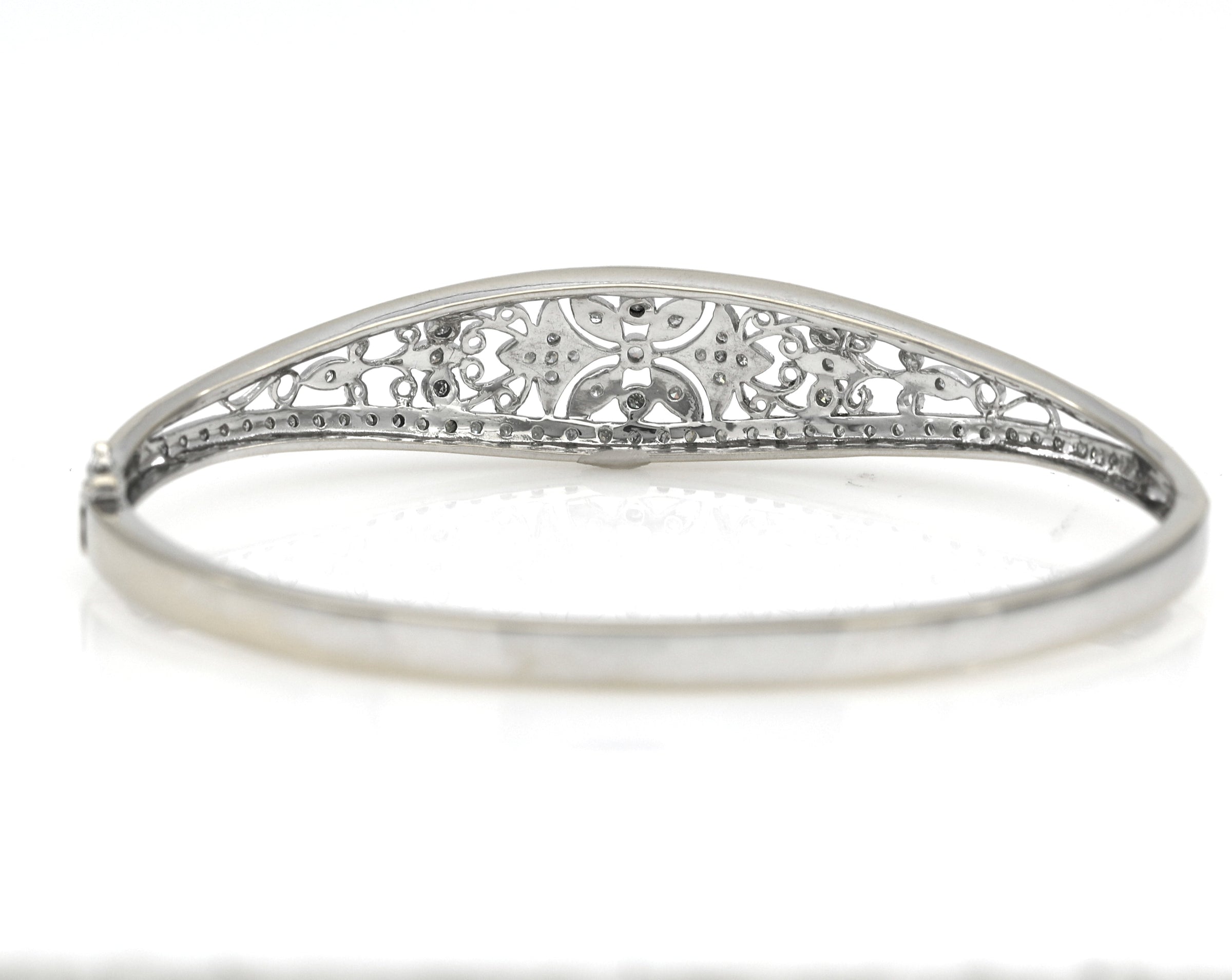 Vintage Diamond Tapered Hinged Bangle Bracelet