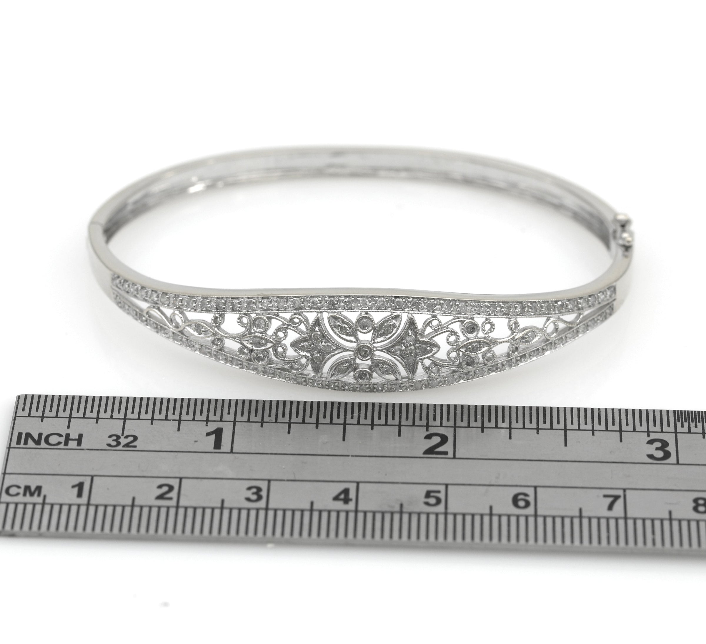 Vintage Diamond Tapered Hinged Bangle Bracelet