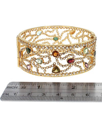Multi Color Tourmaline and Diamond Wide Bangle