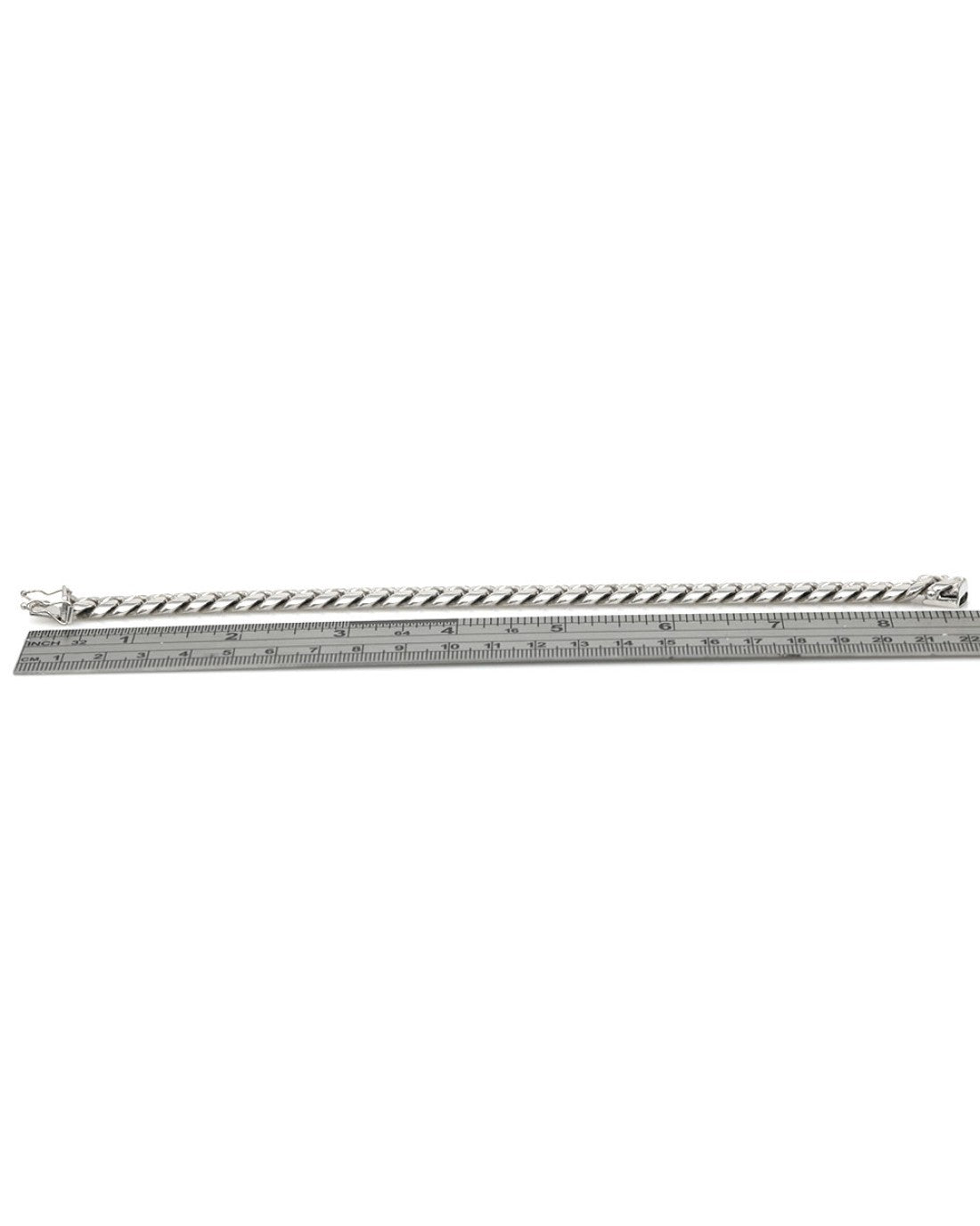 Cuban Link Chain Bracelet in White Gold