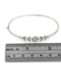 Foliate Motif Diamond Hinged Bangle Bracelet