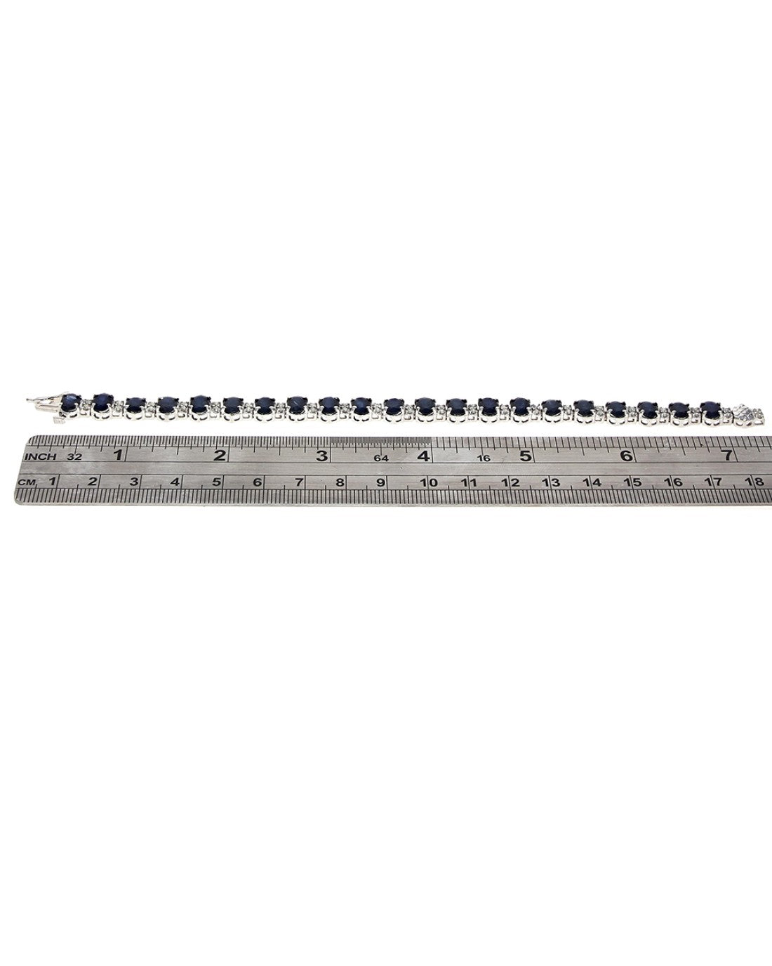 Alternating Sapphire and Diamond Bracelet in White Gold