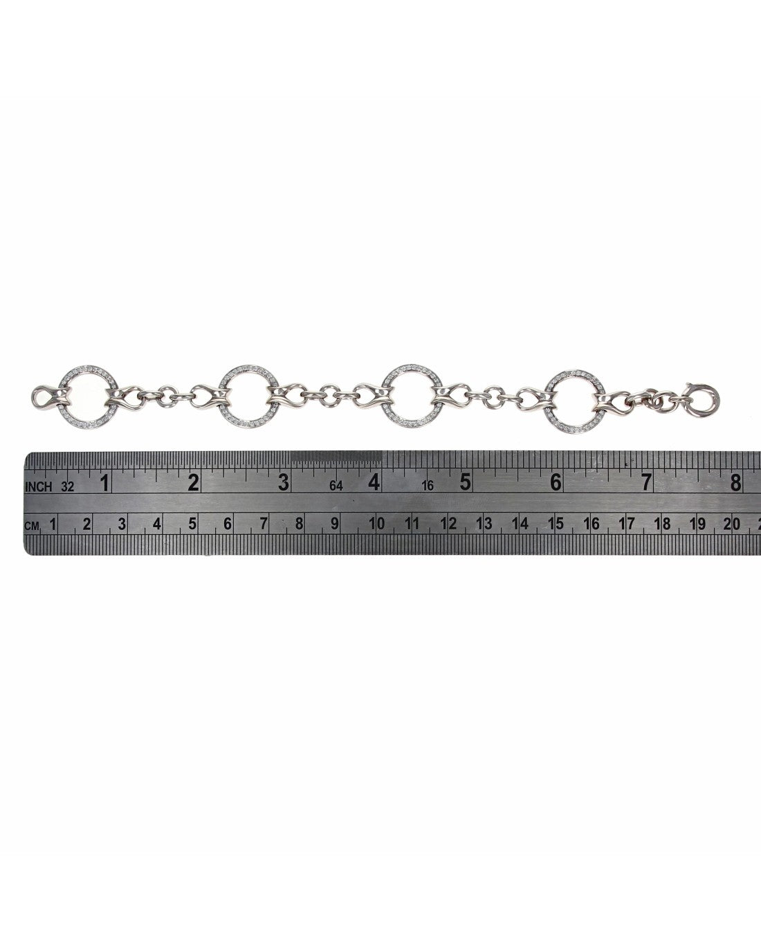 Diamond Circle Link Bracelet in White Gold