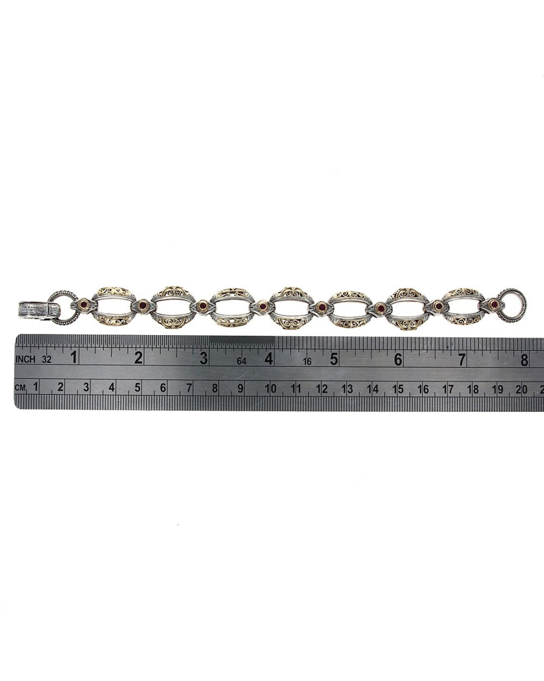 Gerochristo Ruby Filigree Oval Link Bracelet