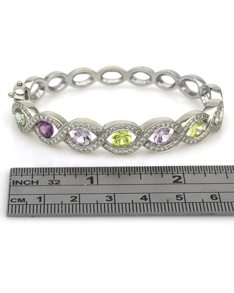 Gauthier Multi Color Sapphire and Diamond Crossover Bangle