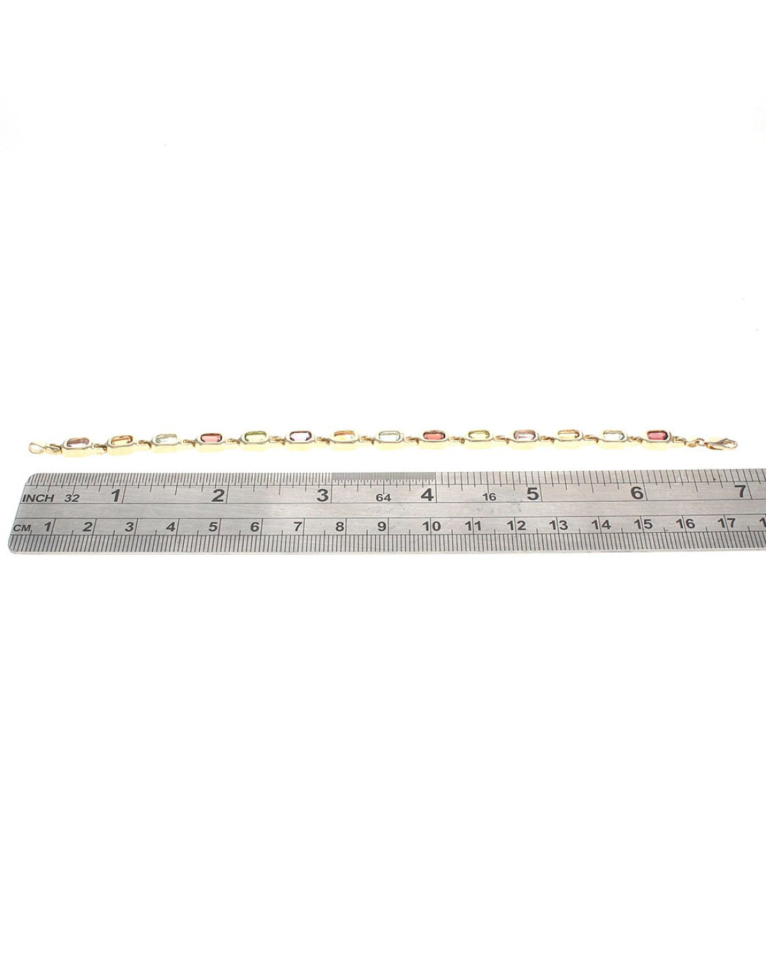 Multi Gemstone Link Bracelet in Yellow Gold