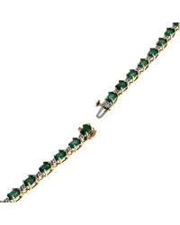 Alternating Emerald and Diamond Link Bracelet in Yellow Gold