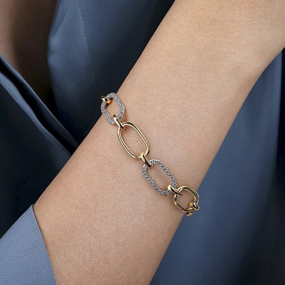 Gabriel & Co. Contemporary Collection Diamond Oval Link Bracelet