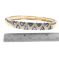 Trillion Tanzanite and Diamond Zig Zag Motif Bangle