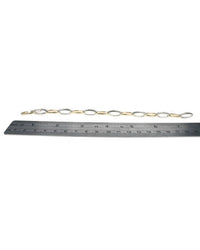 Diamond Oval Link Bracelet in 2 Tone Gold
