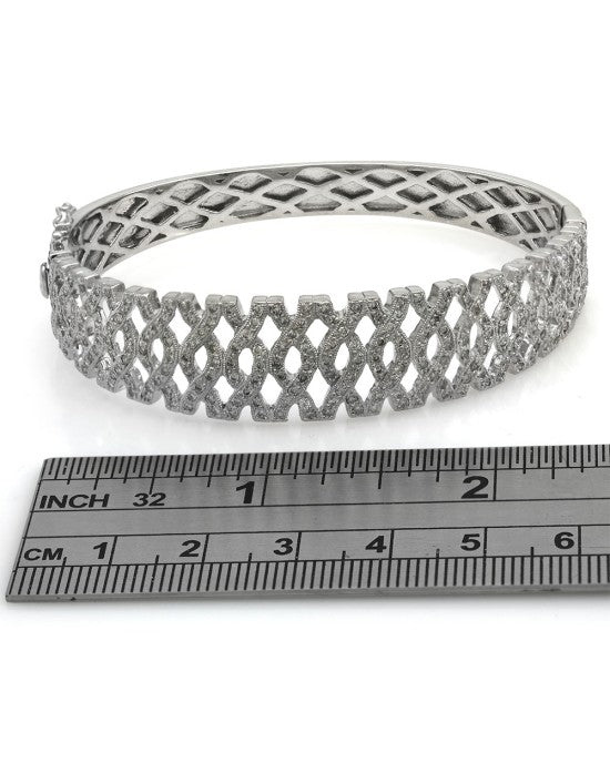 Diamond Pave Crossover Tapered Bangle Bracelet