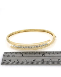 Diamond Bypass Hinged Bangle Bracelet