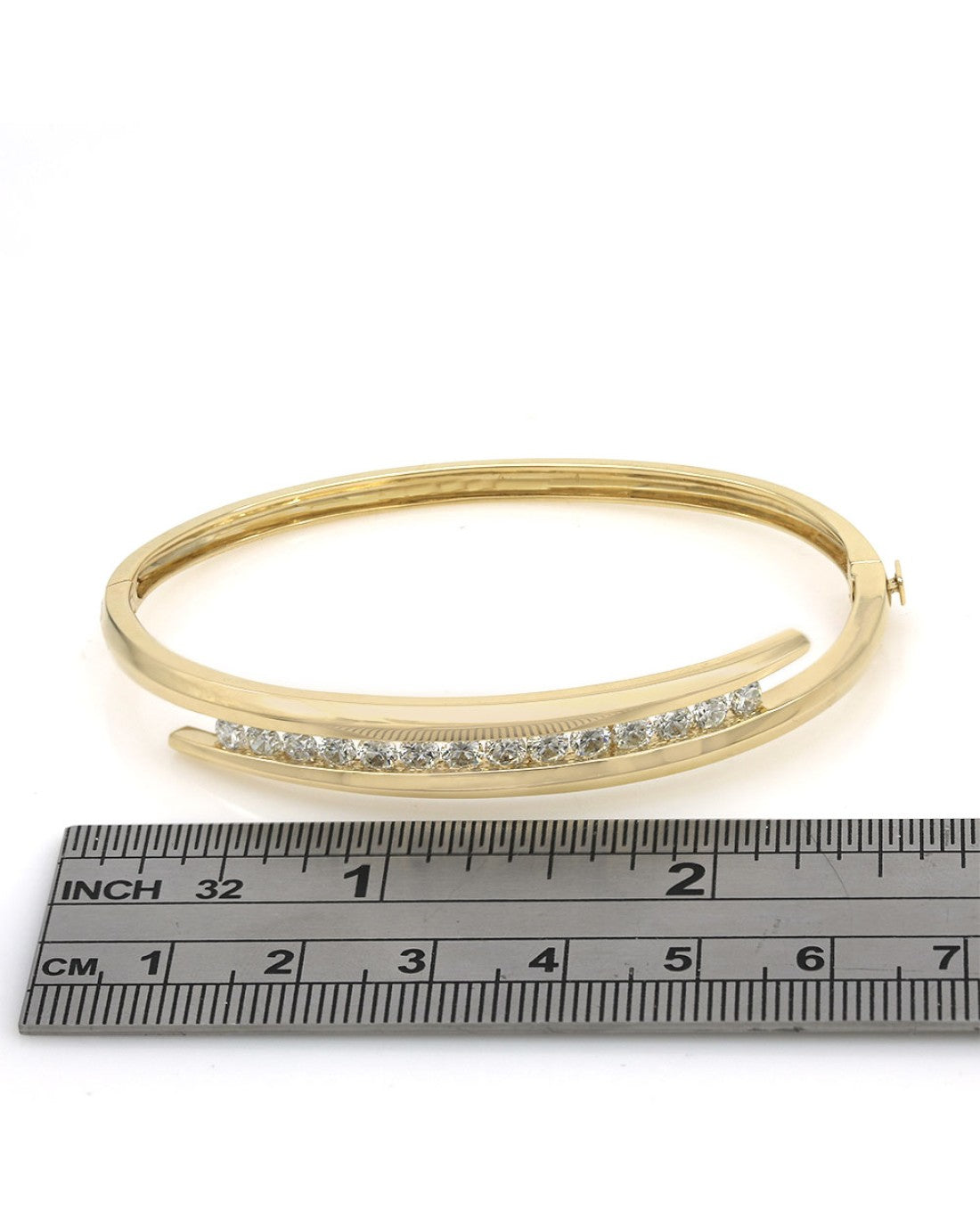 Diamond Bypass Hinged Bangle Bracelet