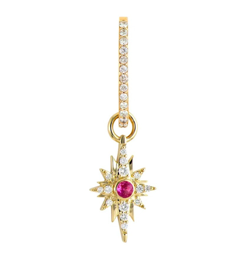 14KYG DIA & PINK SAP SINGLE SHOOTING STAR CHARM