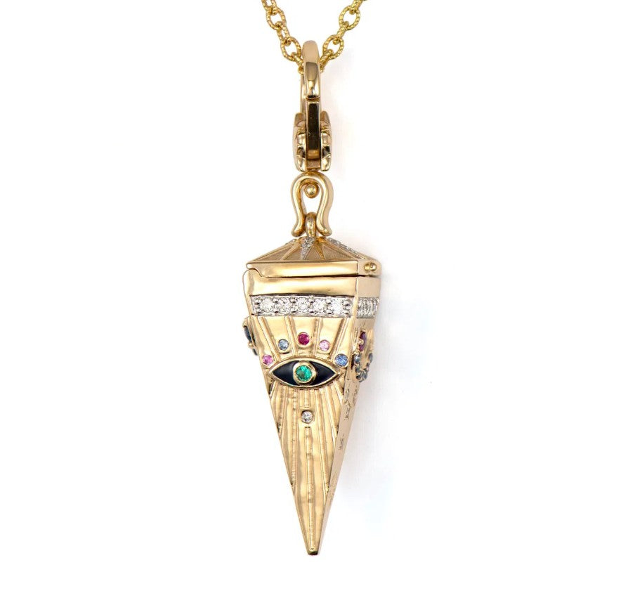 14KYG 0.39CT DIA 4-SIDED PENDULUM W/EMER&SAP