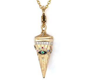 14KYG 0.39CT DIA 4-SIDED PENDULUM W/EMER&SAP