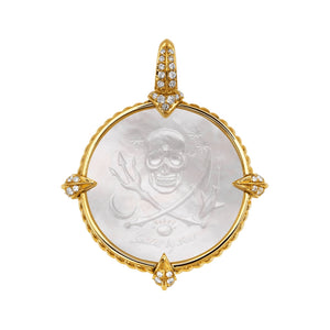 18KYG 20MM MOP,DIA SKULL & OCTOPUS ENH