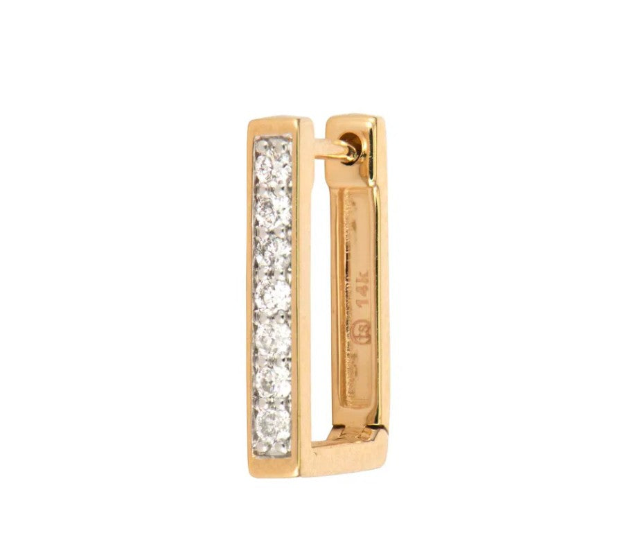 14KYG DIAMOND MED RECTANGULAR SINGLE HOOP