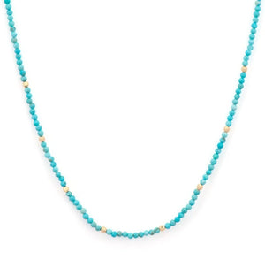 14KYG 18" DELICATE TURQUOISE BEADED CHAIN