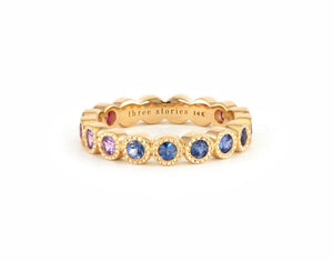 14KYG OMBRE SAPPHIRE BEZEL SET BAND SIZE 7