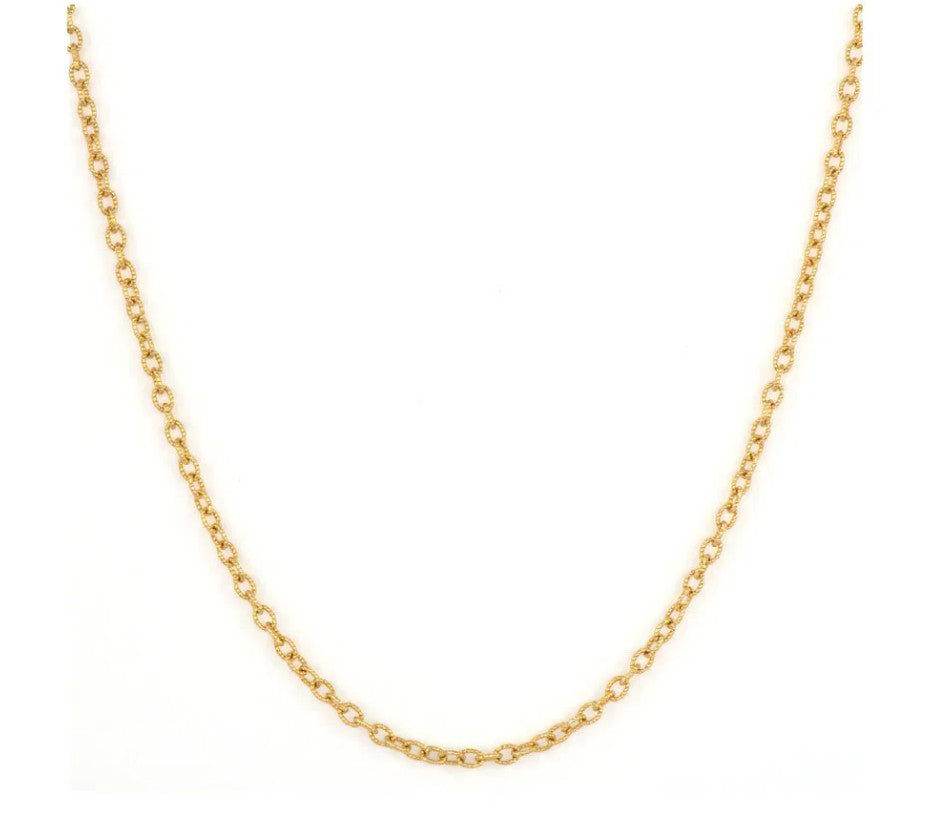 14KYG 22" TEXTURED OVAL LINK CHAIN