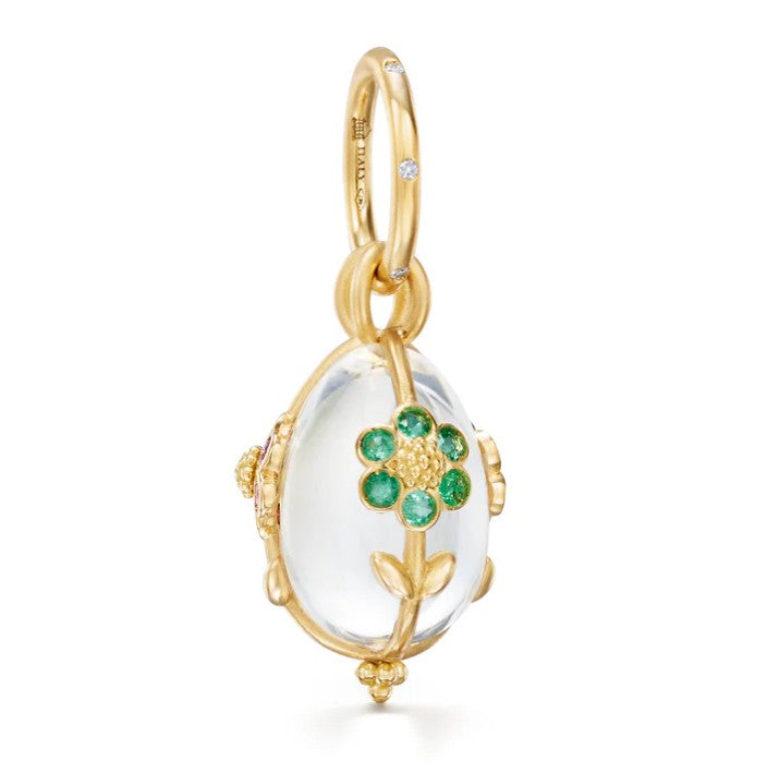 18K Small Fiori Rock Crystal Amulet