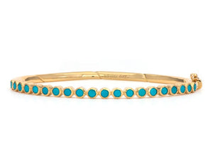 14KYG TURQ, 0.10CT GSI CLASSIC BEZEL BANGLE
