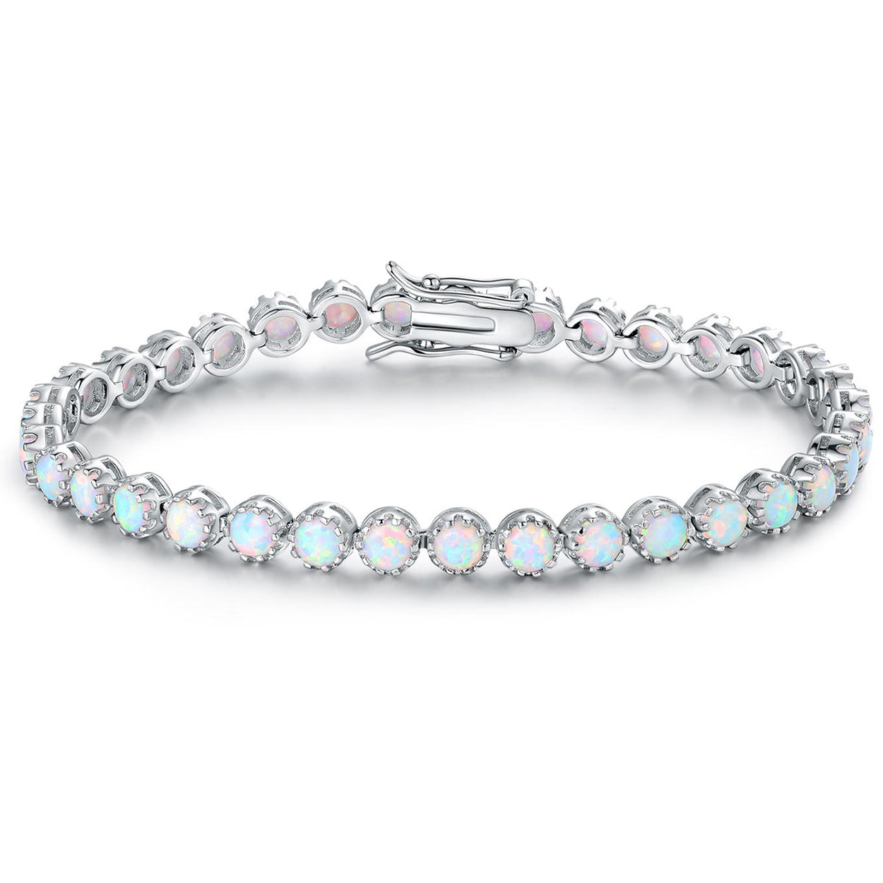 Classical Fiery Simulated Opal Tennis Bracelet