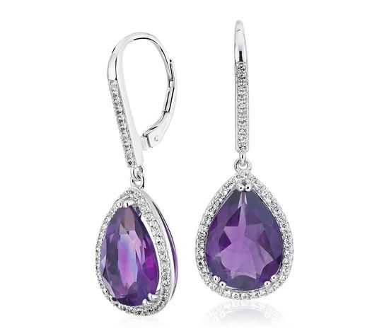 Drop Shaped Simulated Amethyst Drop Earrings