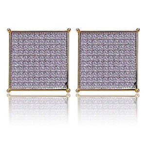Multi- Crystal Pave Square Cut Stud Earrings