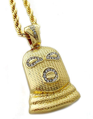 18K Gold Plating Pave Ski-Mask Pendant Necklace