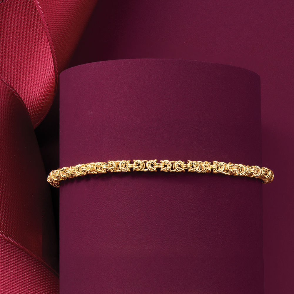 Thin Byzantine Style Chain Bracelet in 14K Gold Plating