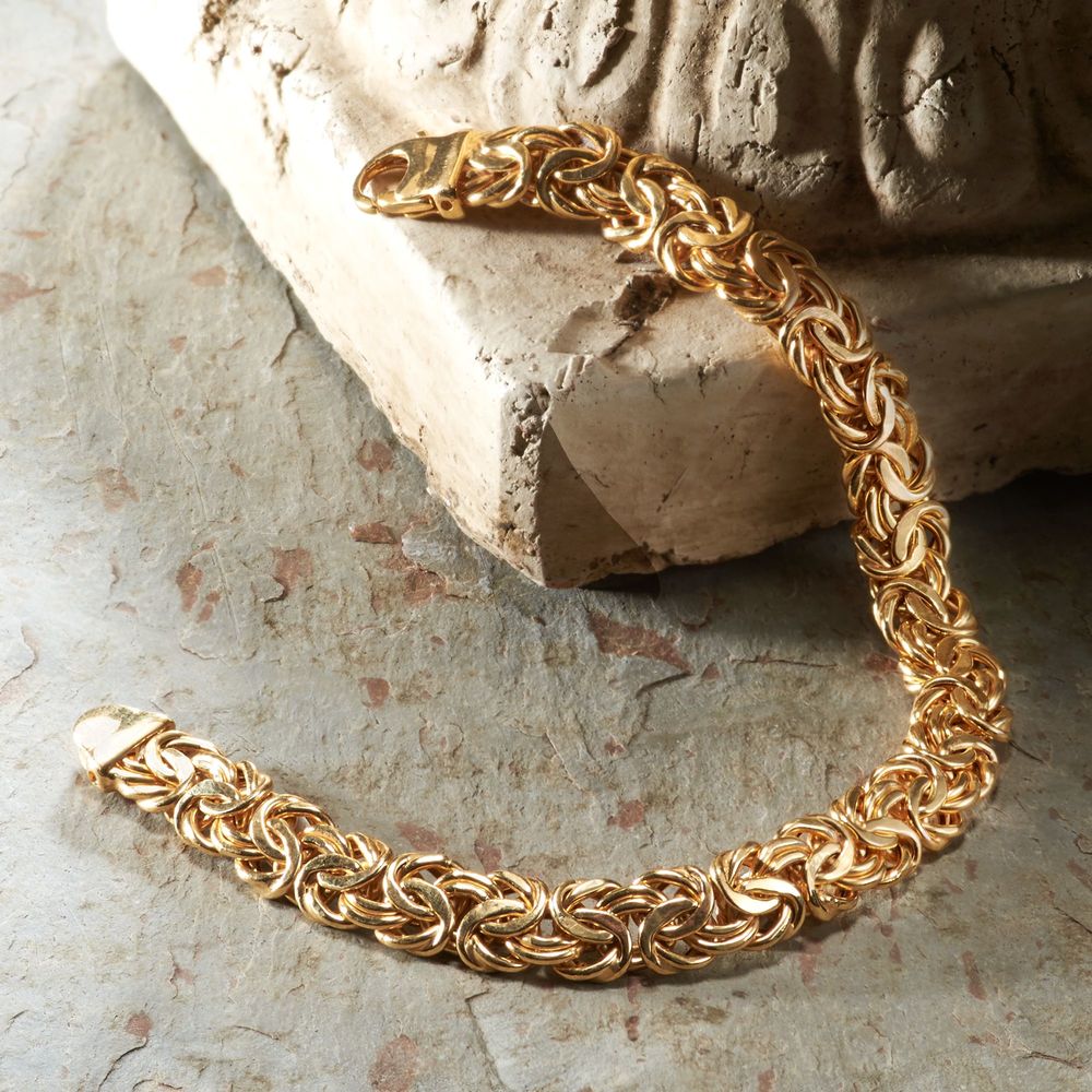 Thick Cut 14K Gold Plating Byzantine Bracelet